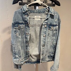 Old Navy Women's Blue Denim Jacket with Rhinestone Fringe